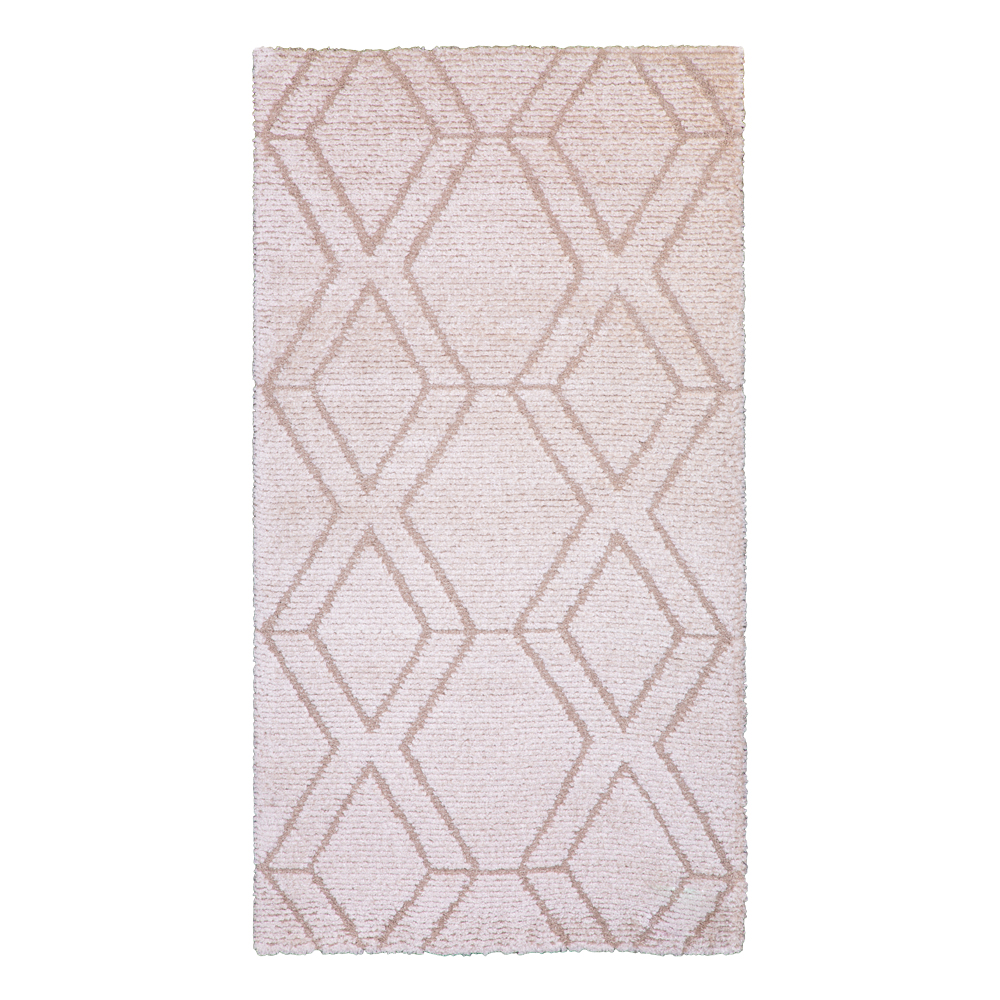 Balta: Cocoon Modern Diamond Trellis Carpet Rug; (80x150)cm, Brown/Cream