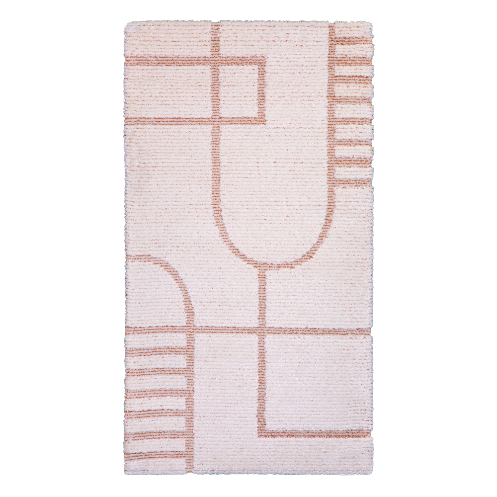 Balta: Cocoon Geometric Art Pattern Carpet Rug; (80x150)cm, Orange/Cream