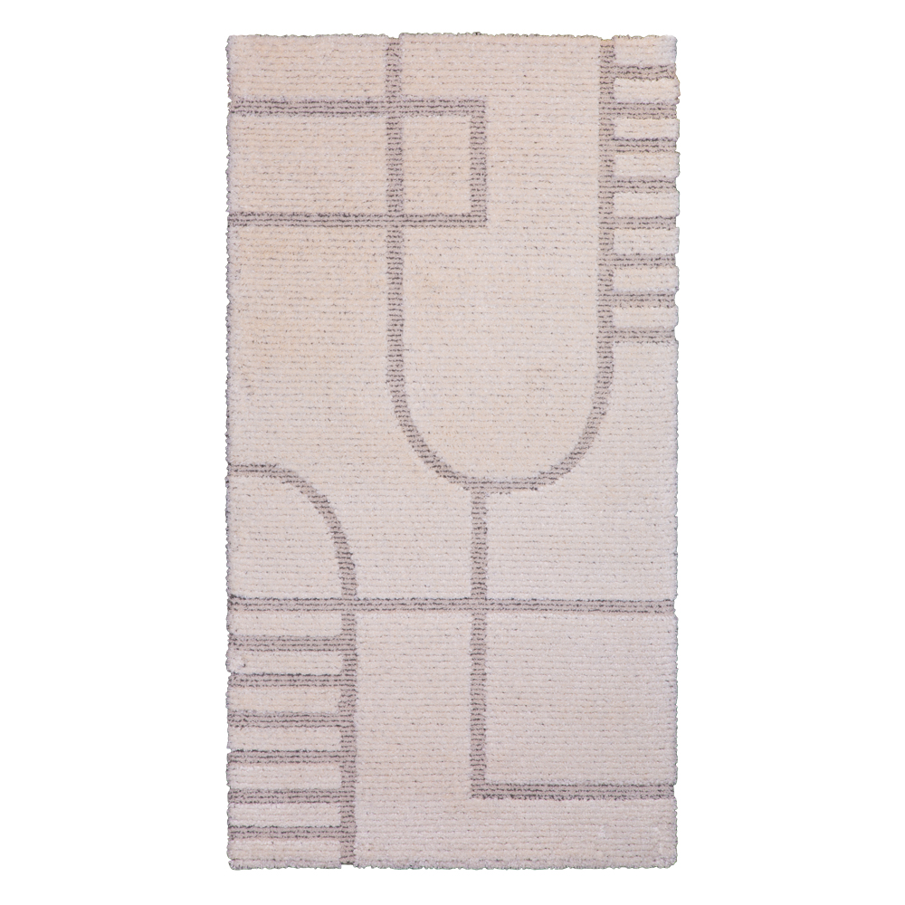 Balta: Cocoon Geometric Art Pattern Carpet Rug; (80x150)cm, Grey/Cream