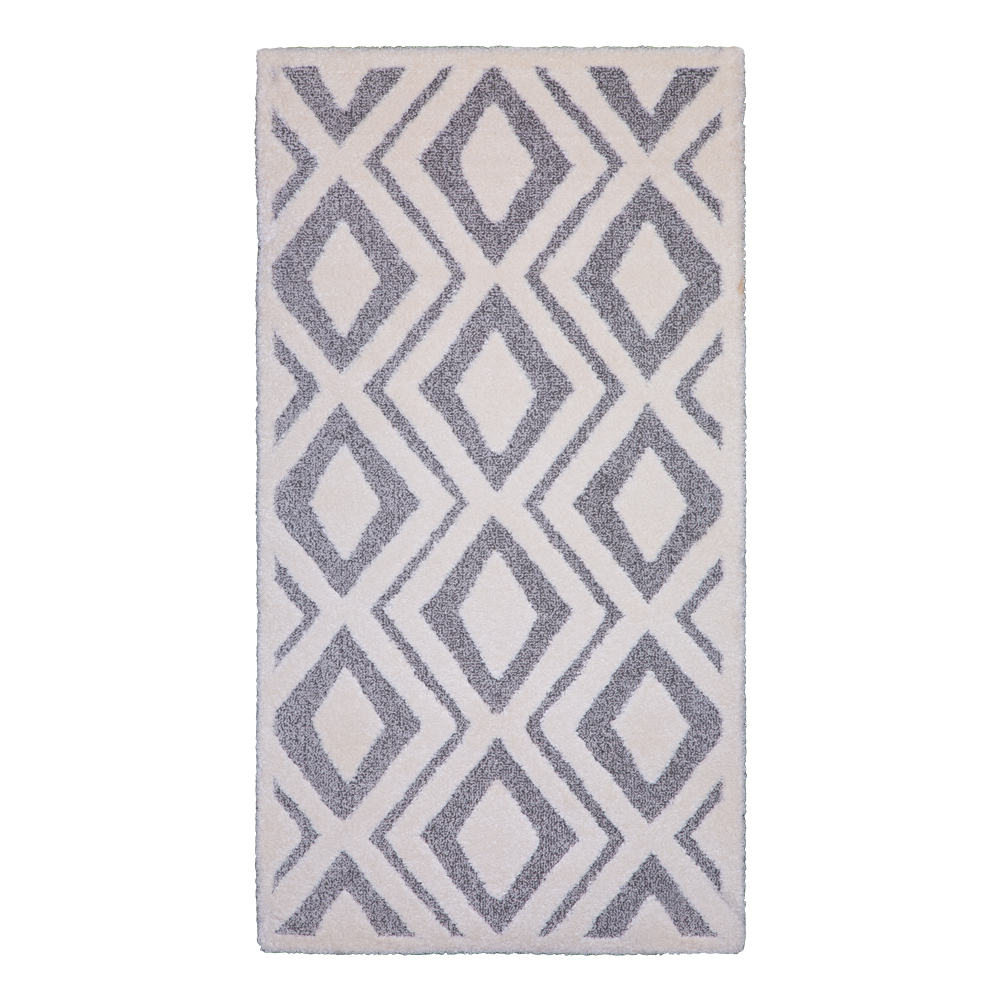 Balta: Cocoon Diamond Trellis pattern Carpet Rug; (80x150)cm, Grey/White