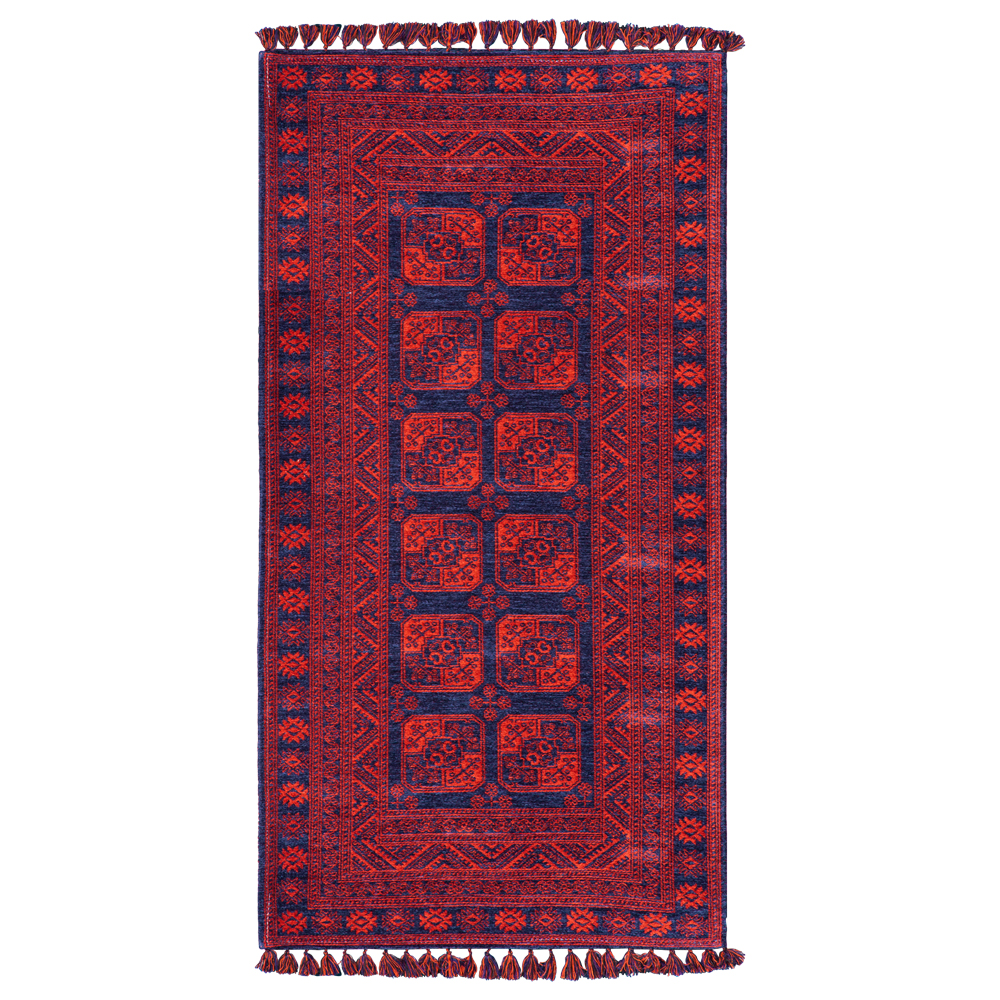 Cizm: Afgan Central Geometric Carpet Rug; (100x200)cm