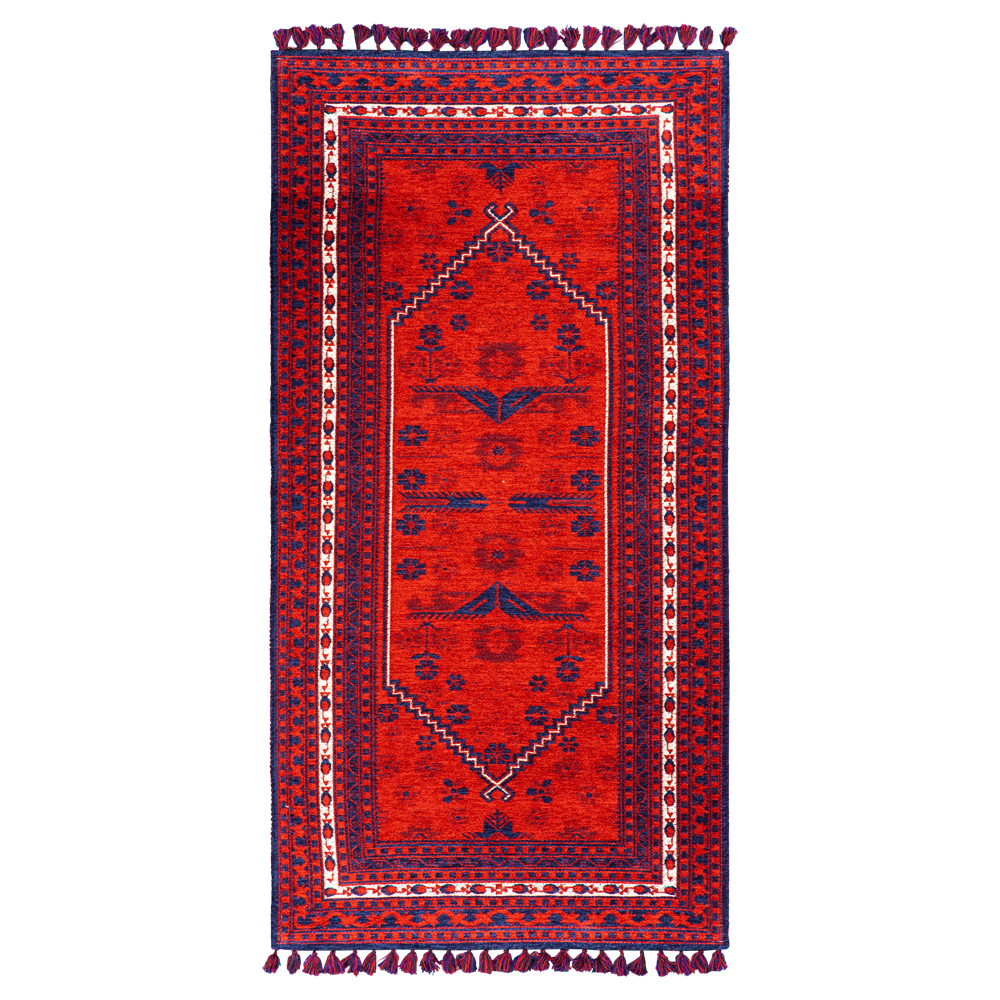 Cizm: Afgan Central Medallion Carpet Rug; (100x300)cm