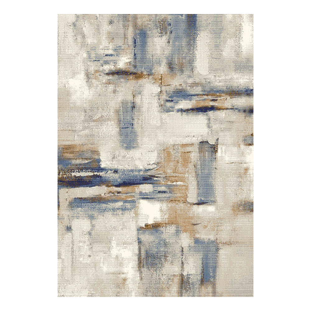 Cornelia 3600 Brush Strokes Pattern Carpet Rug; (80x150)cm, Grey/Blue/Brown