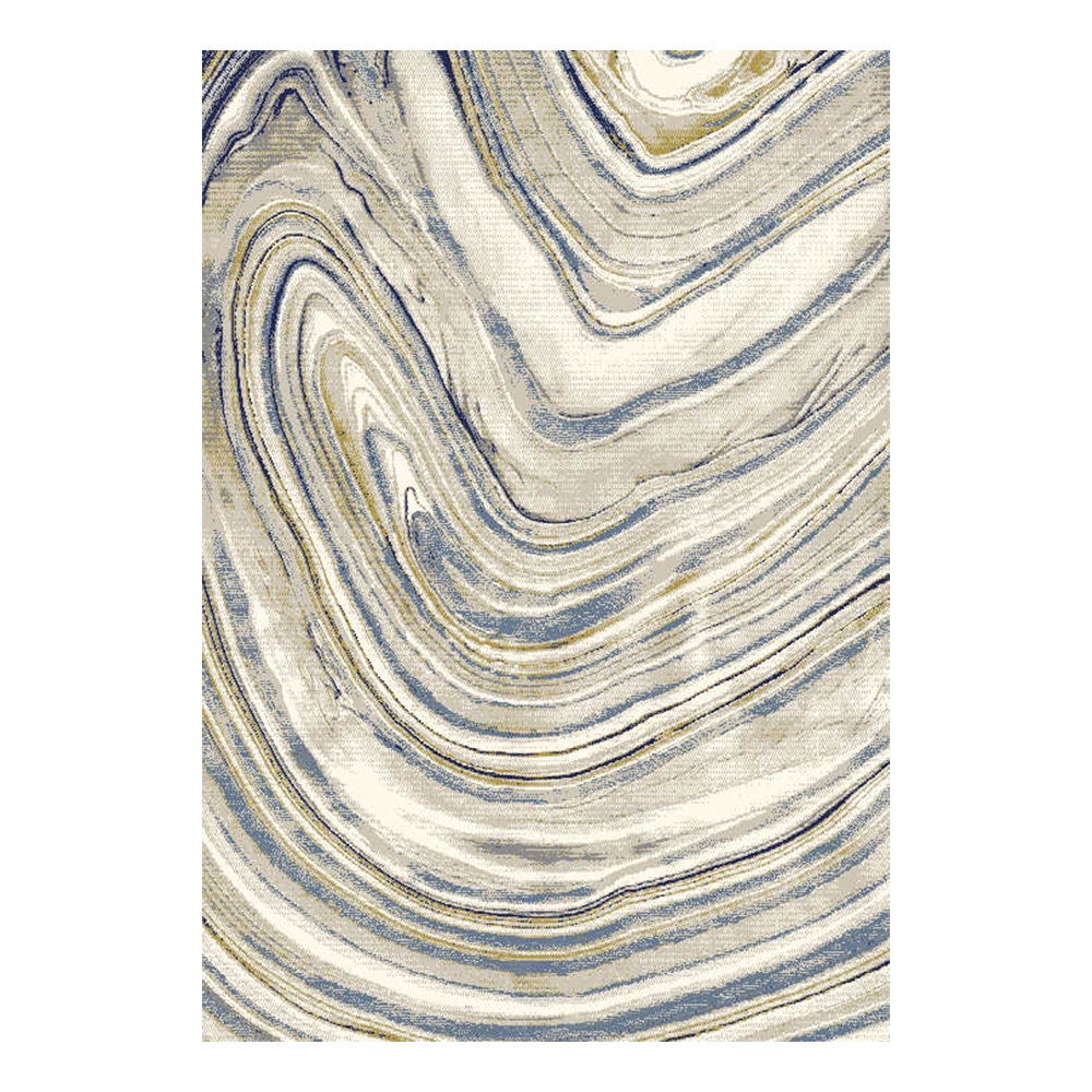 Cornelia 3600 Waves Pattern Carpet Rug; (80x150)cm, Blue/Green