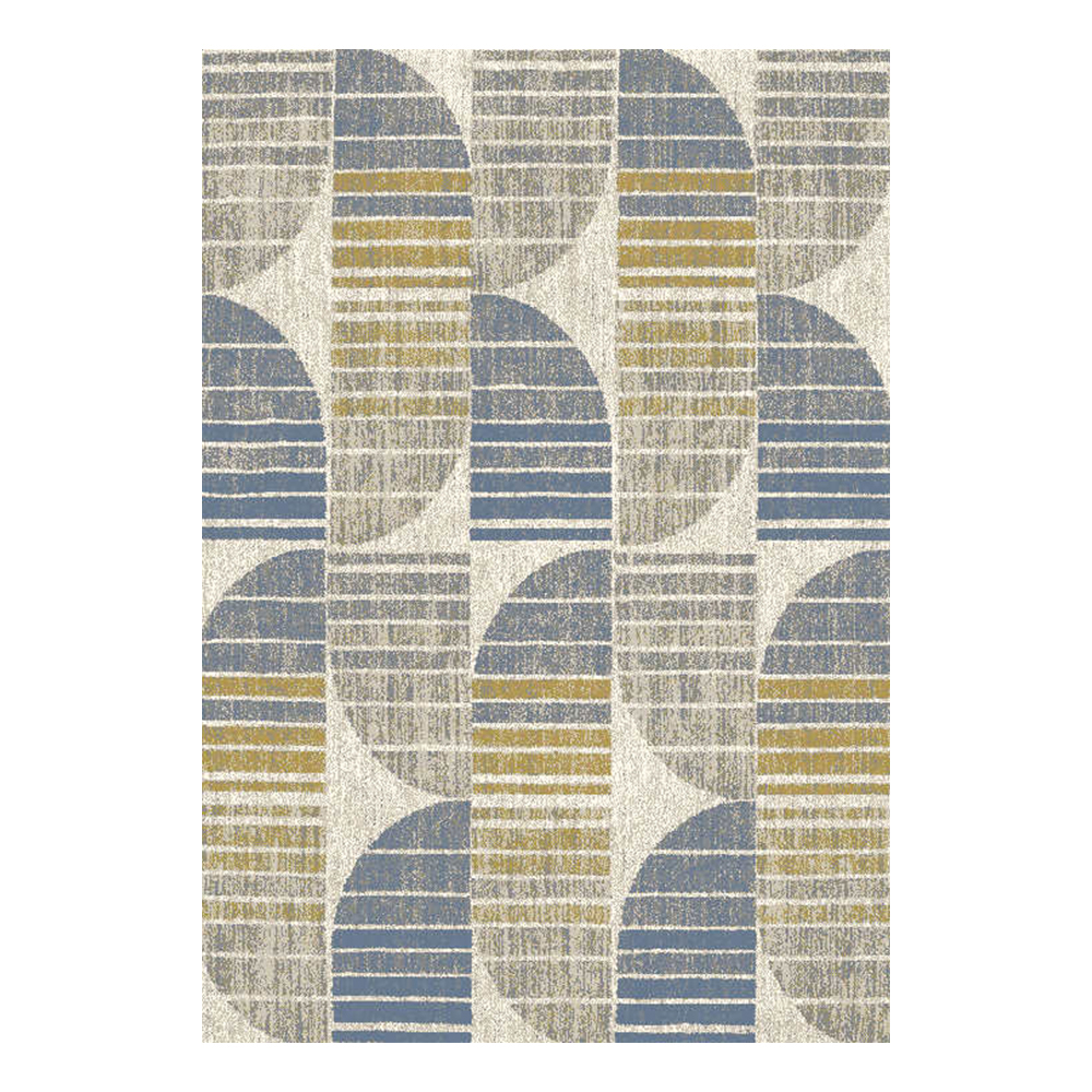 Cornelia 3600 Geometric Pattern Carpet Rug; (80x150)cm, Grey/Blue/Green