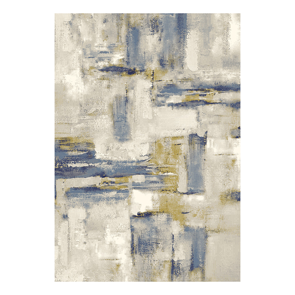 Cornelia 3600 Brush Strokes Pattern Carpet Rug; (80x150)cm, Grey/Blue/Green