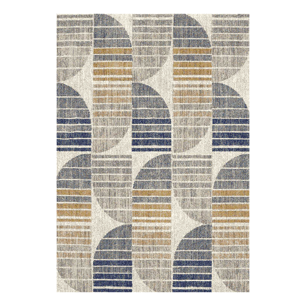 Cornelia 3600 Geometric Pattern Carpet Rug; (80x150)cm, Grey/Blue/Brown