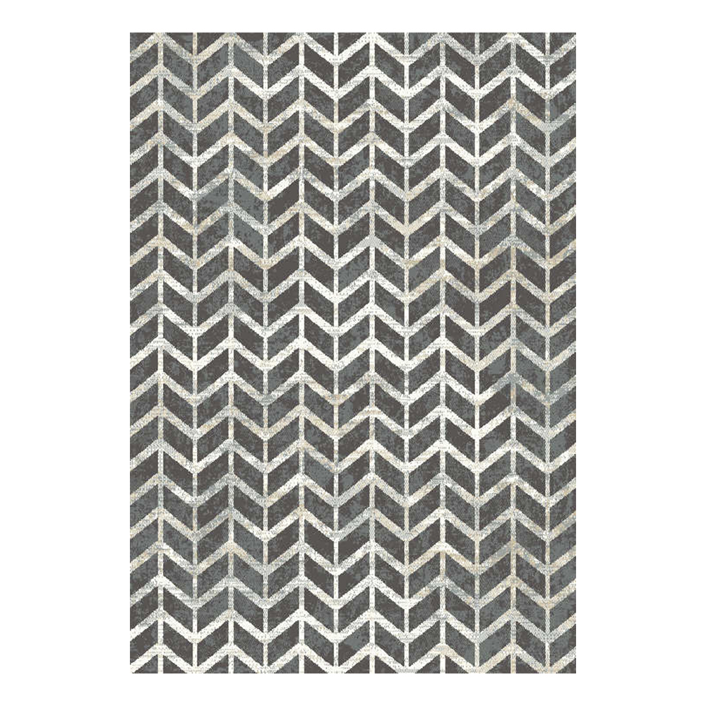 Cornelia 3600 Zigzag Pattern Carpet Rug; (80x150)cm, Dark Grey