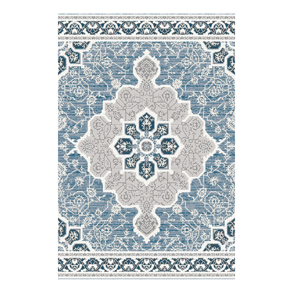 Tokyo 1700 Floral Pattern Carpet Rug; (100x160)cm, Grey/Blue