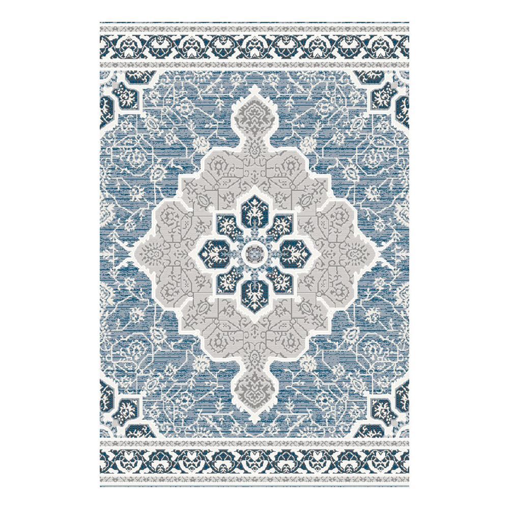 Tokyo 1700 Floral Pattern Carpet Rug; (100x160)cm, Grey/Blue