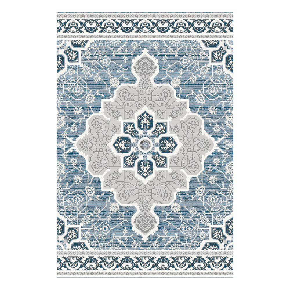 Tokyo 1700 Floral Pattern Carpet Rug; (100x160)cm, Grey/Blue