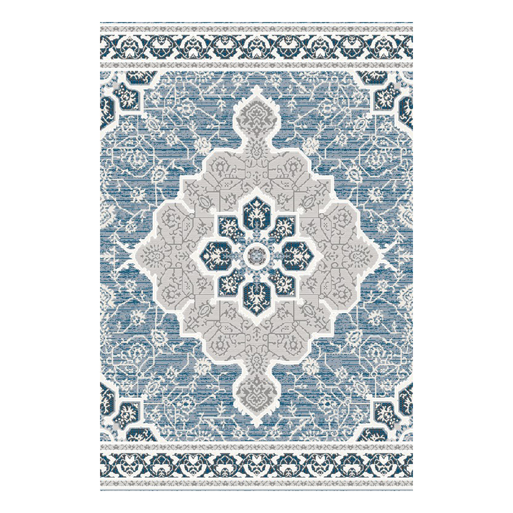 Tokyo 1700 Floral Pattern Carpet Rug; (100x160)cm, Grey/Blue