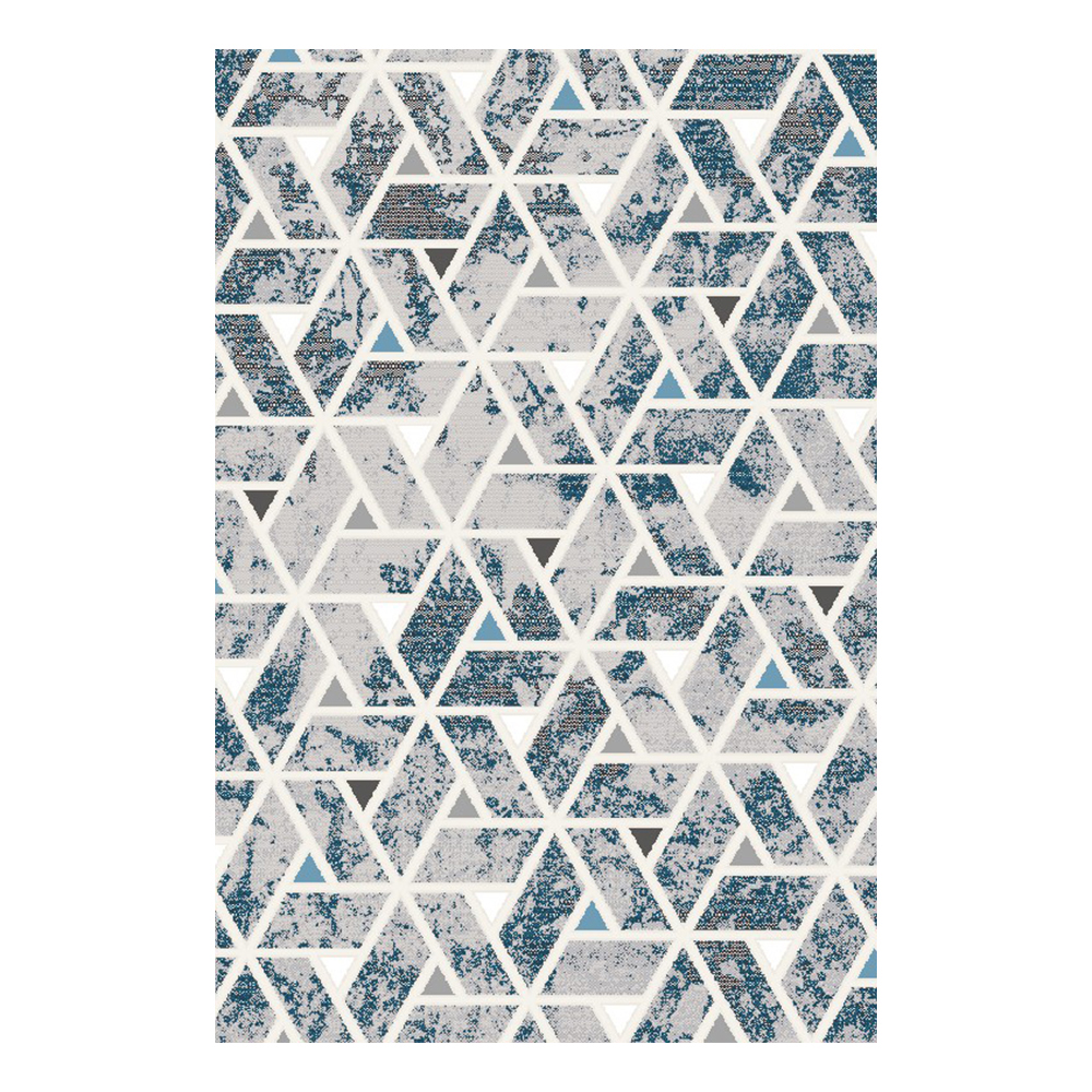 Tokyo 1700 Triangular Pattern Carpet Rug; (100x160)cm, Grey/ Blue