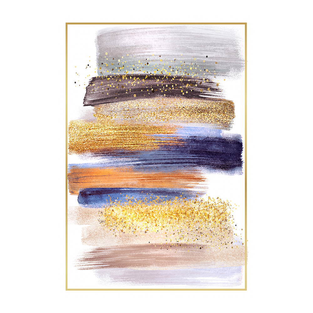 Modevsa: Bamboo Colorful Abstract Brush Strokes Carpet Rug; (80x150)cm, Gold
