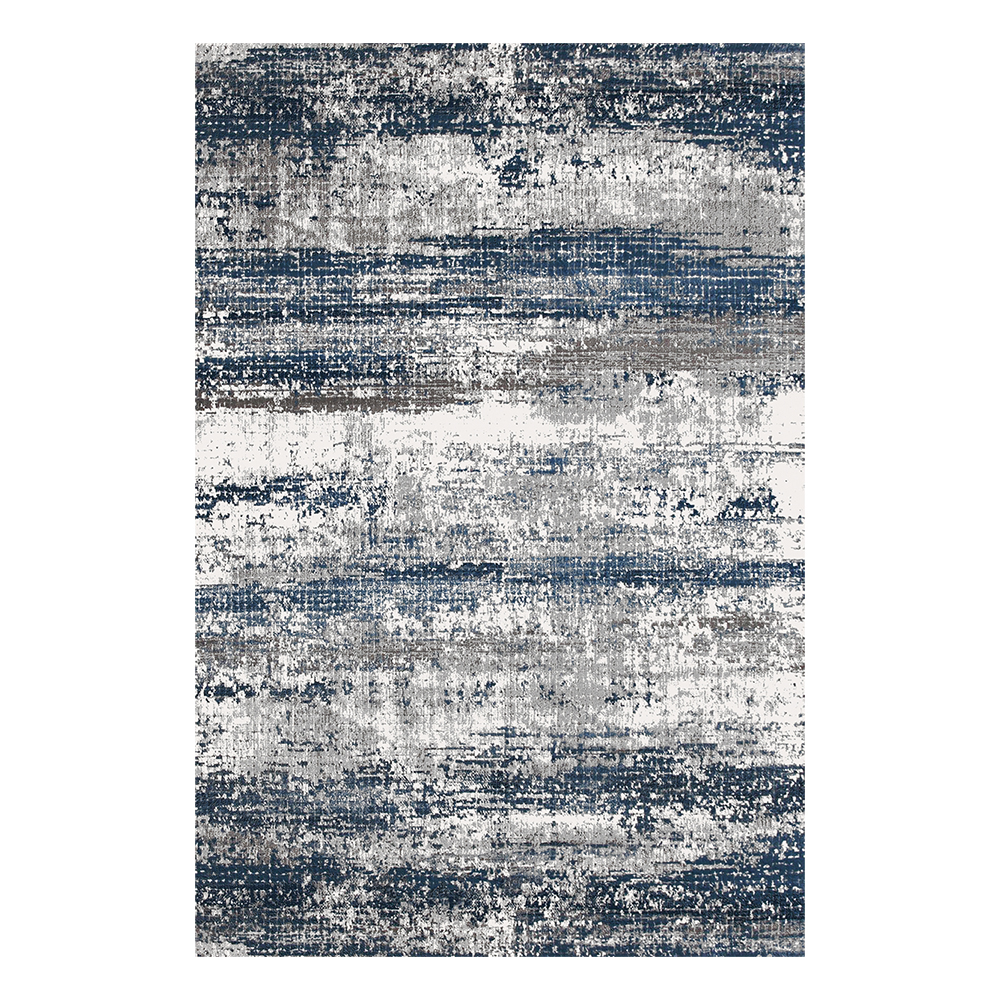 Modevsa: Bamboo Abstract Patterned Carpet Rug; (80x150)cm, Light Grey/Navy