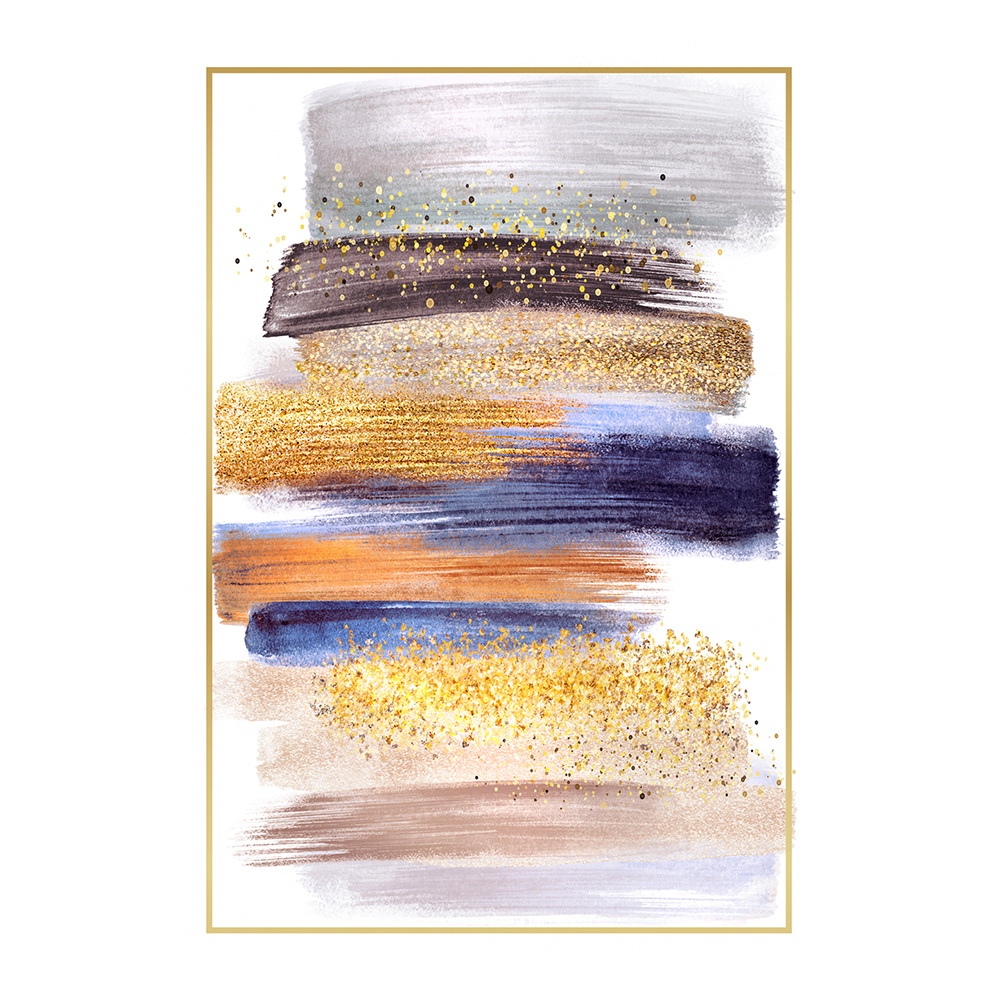 Modevsa: Bamboo Colorful Abstract Brush Strokes Carpet Rug; (160x230)cm, Gold
