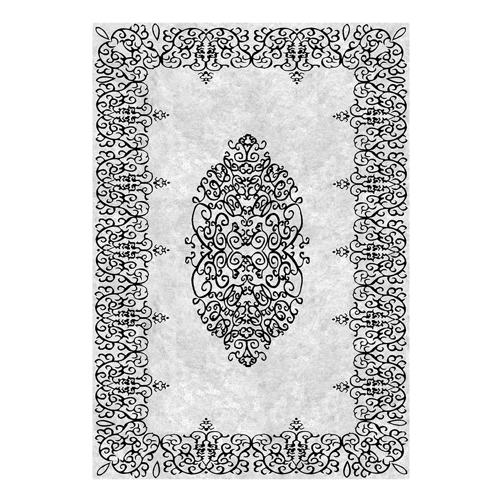 Modevsa: Chenille Flower Bordered Patterned Carpet Rug: (240x340)cm, Grey