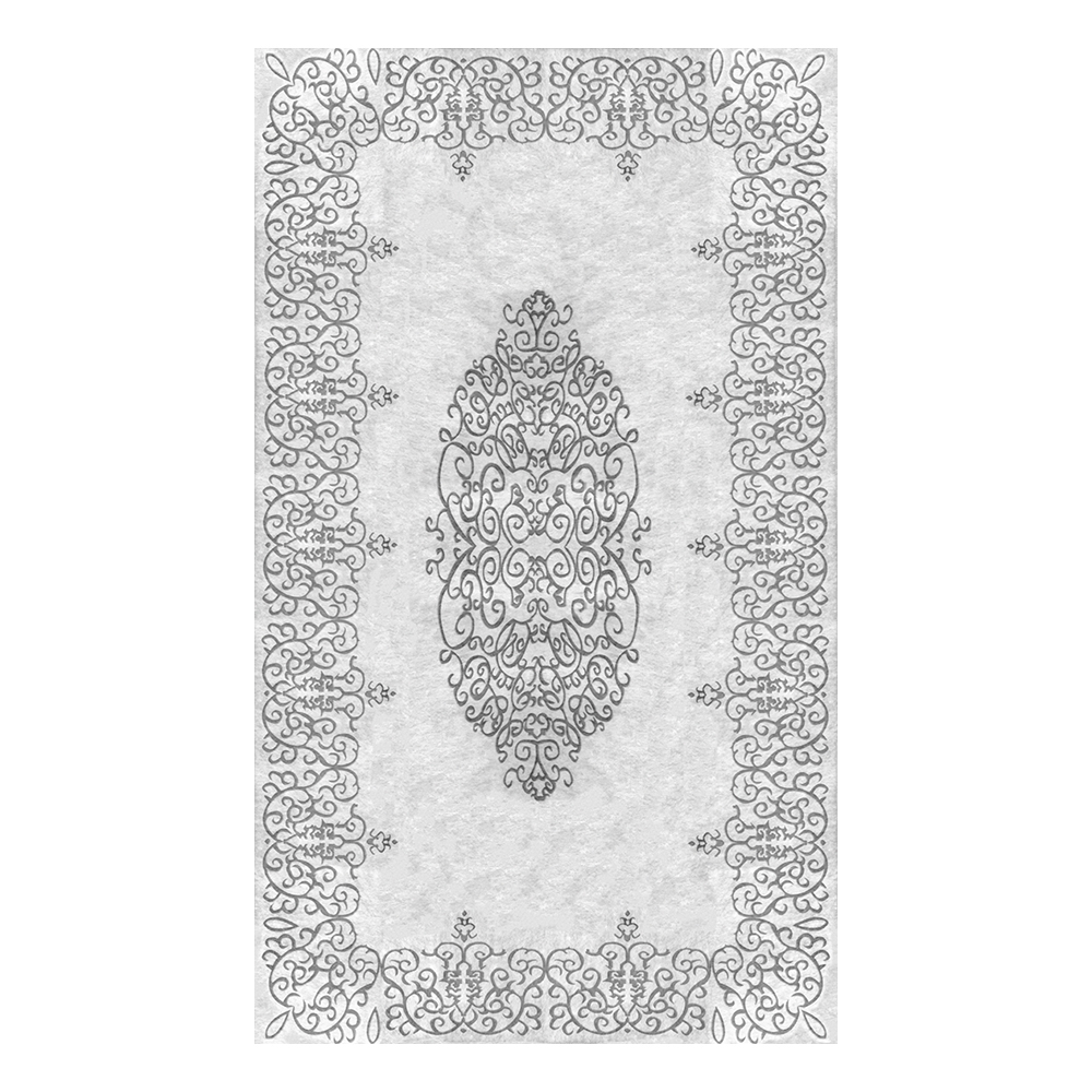 Modevsa: Chenille Flower Bordered Patterned Carpet Rug: (240x340)cm, Grey
