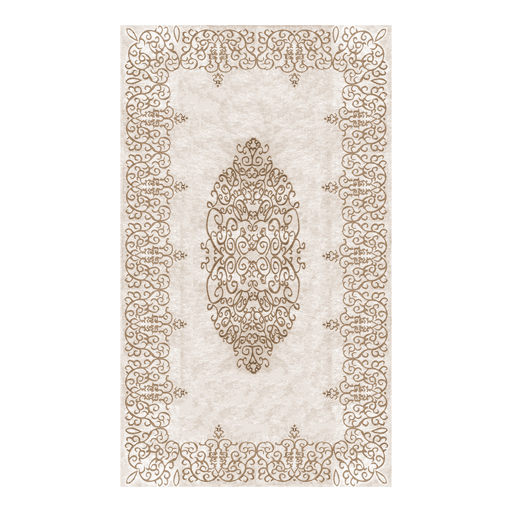 Modevsa: Chenille Flower Bordered Patterned Carpet Rug: (240x340)cm, Brown