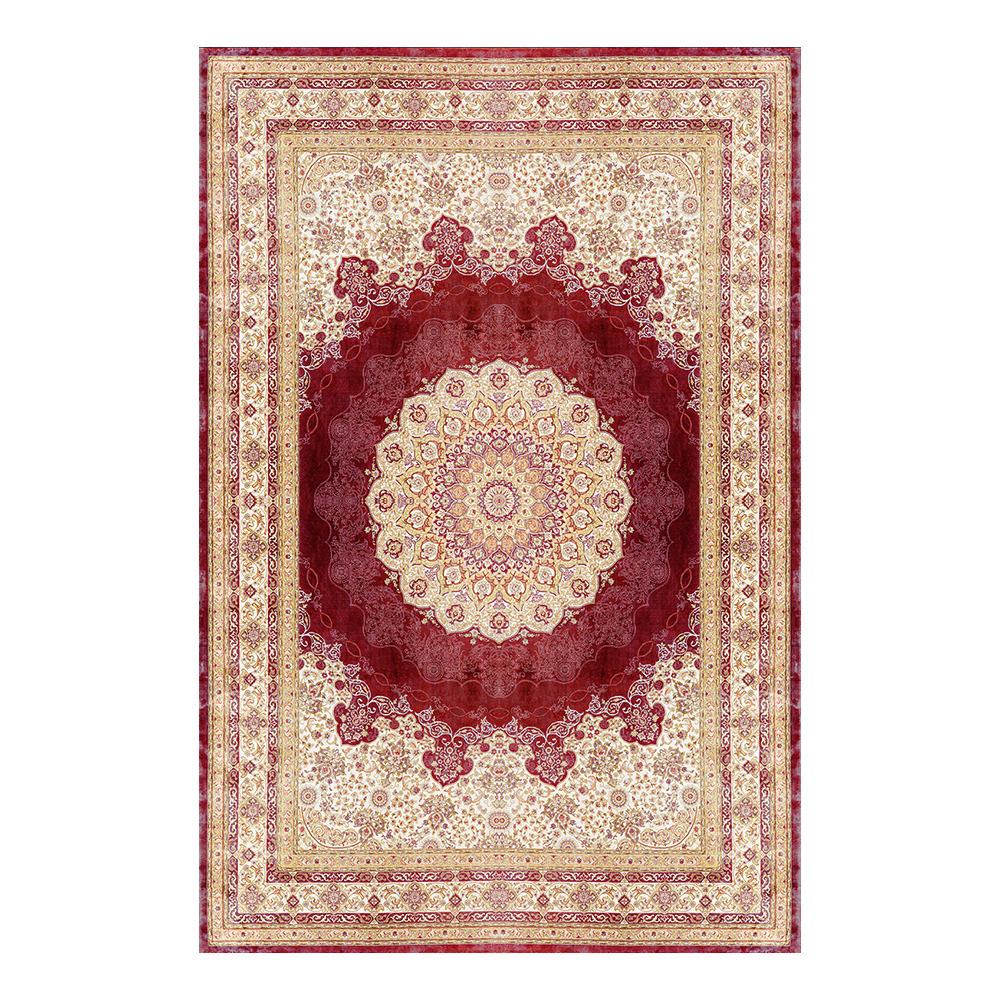 Modevsa: Chenille Persian Rectangular Bordered Carpet Rug: (240x340)cm, Brown/Maroon