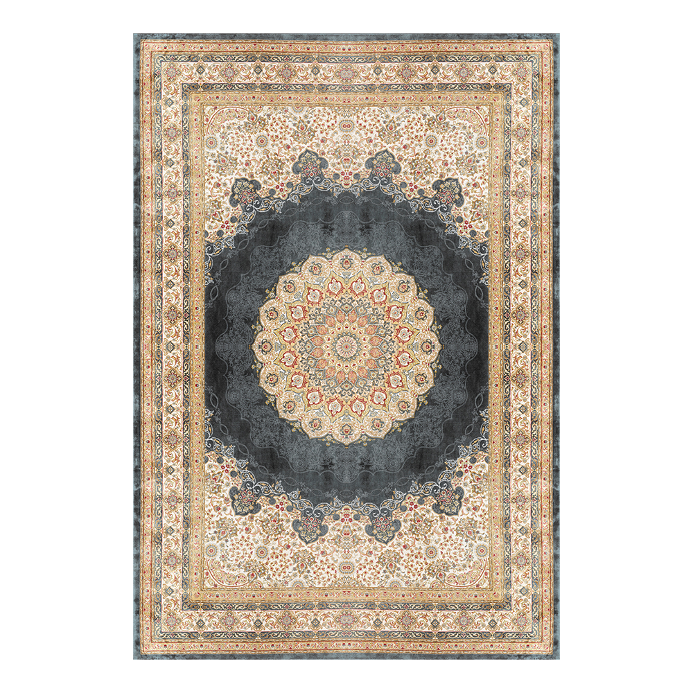 Modevsa: Chenille Persian Rectangular Bordered Carpet Rug: (240x340)cm, Brown/Black