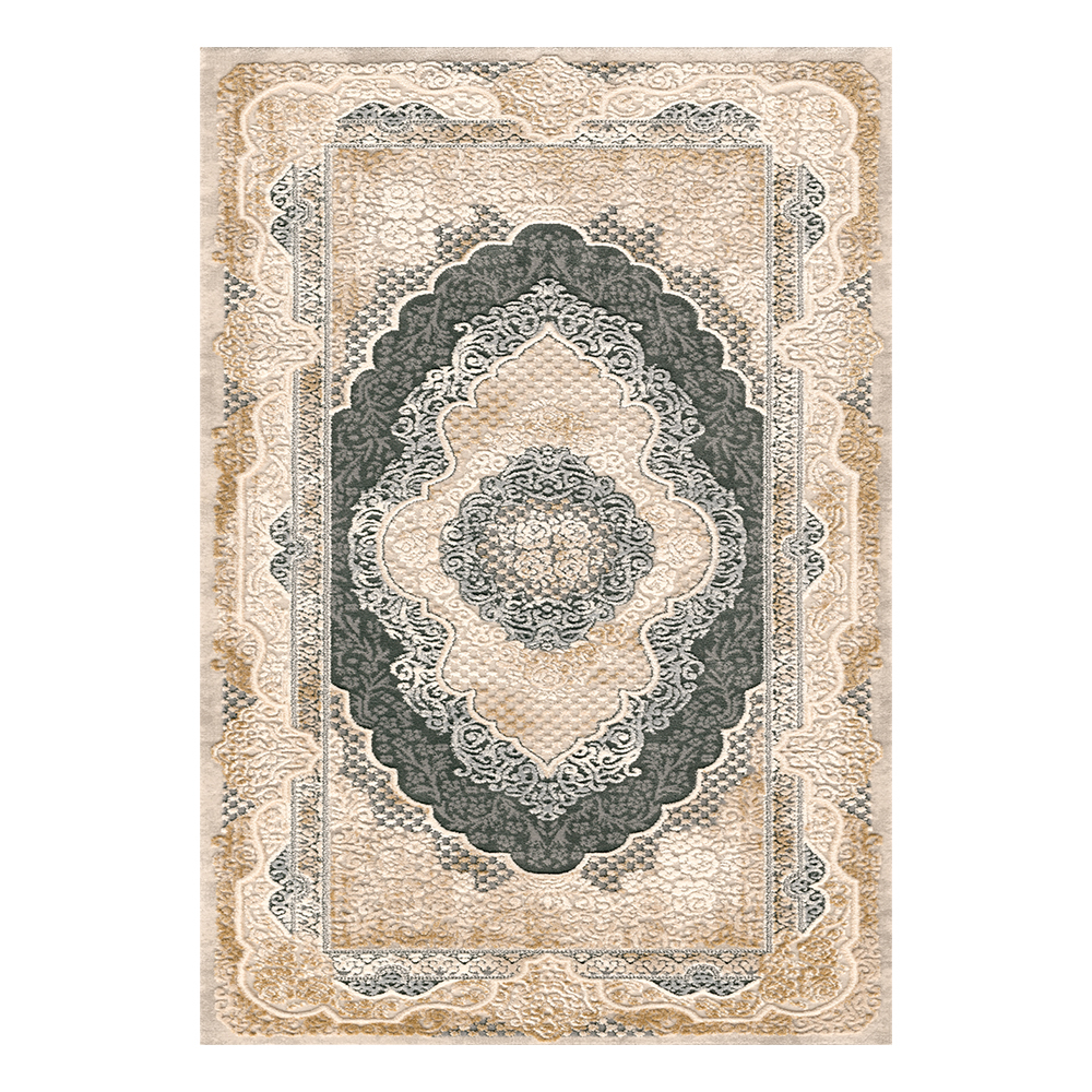 Modevsa: Chenille Rectangular Centre Medallion Carpet Rug: (240x340)cm, Brown/Black