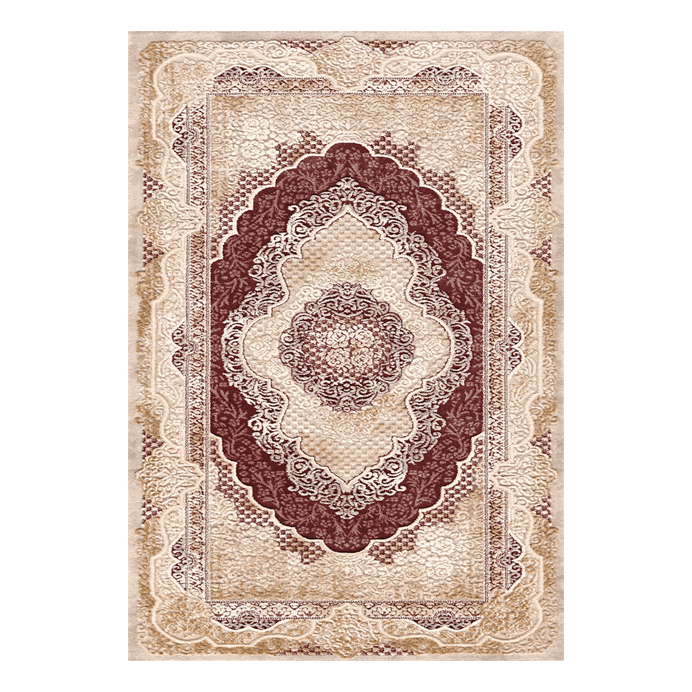 Modevsa: Chenille Rectangular Centre Medallion Carpet Rug: (240x340)cm, Brown/Maroon