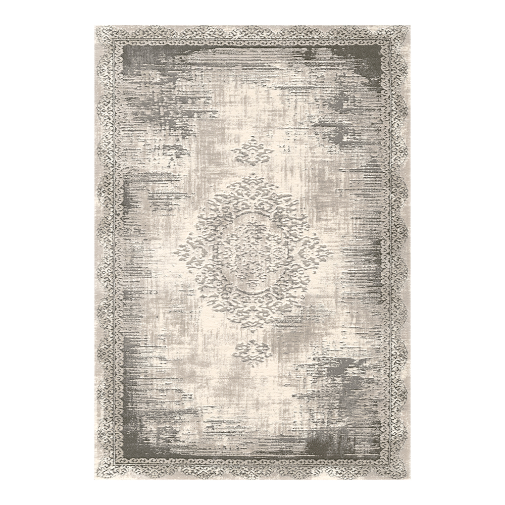 Modevsa: Chenille Abstract Patterned Carpet Rug: (240x340)cm, Grey