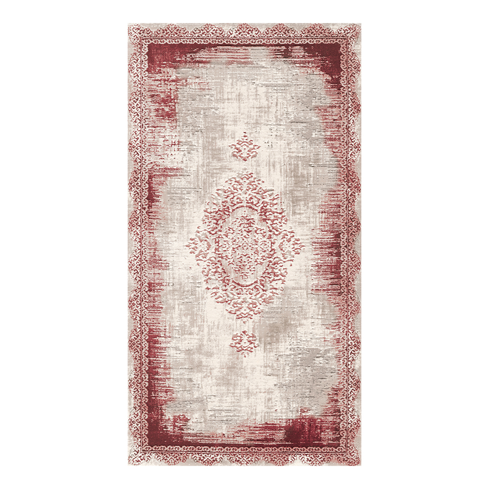 Modevsa: Chenille Abstract Patterned Carpet Rug: (240x340)cm, Maroon/Grey