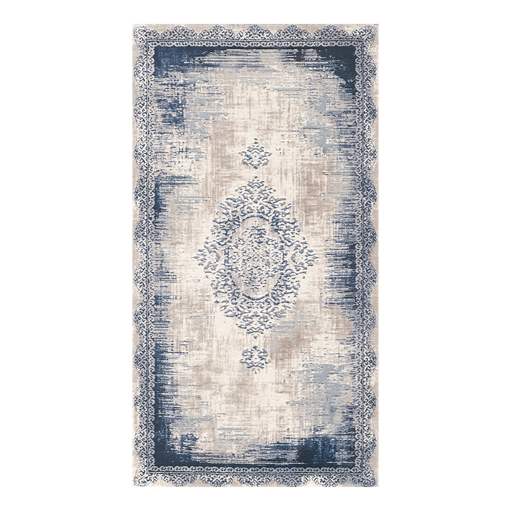 Modevsa: Chenille Abstract Patterned Carpet Rug: (240x340)cm, Blue/Grey