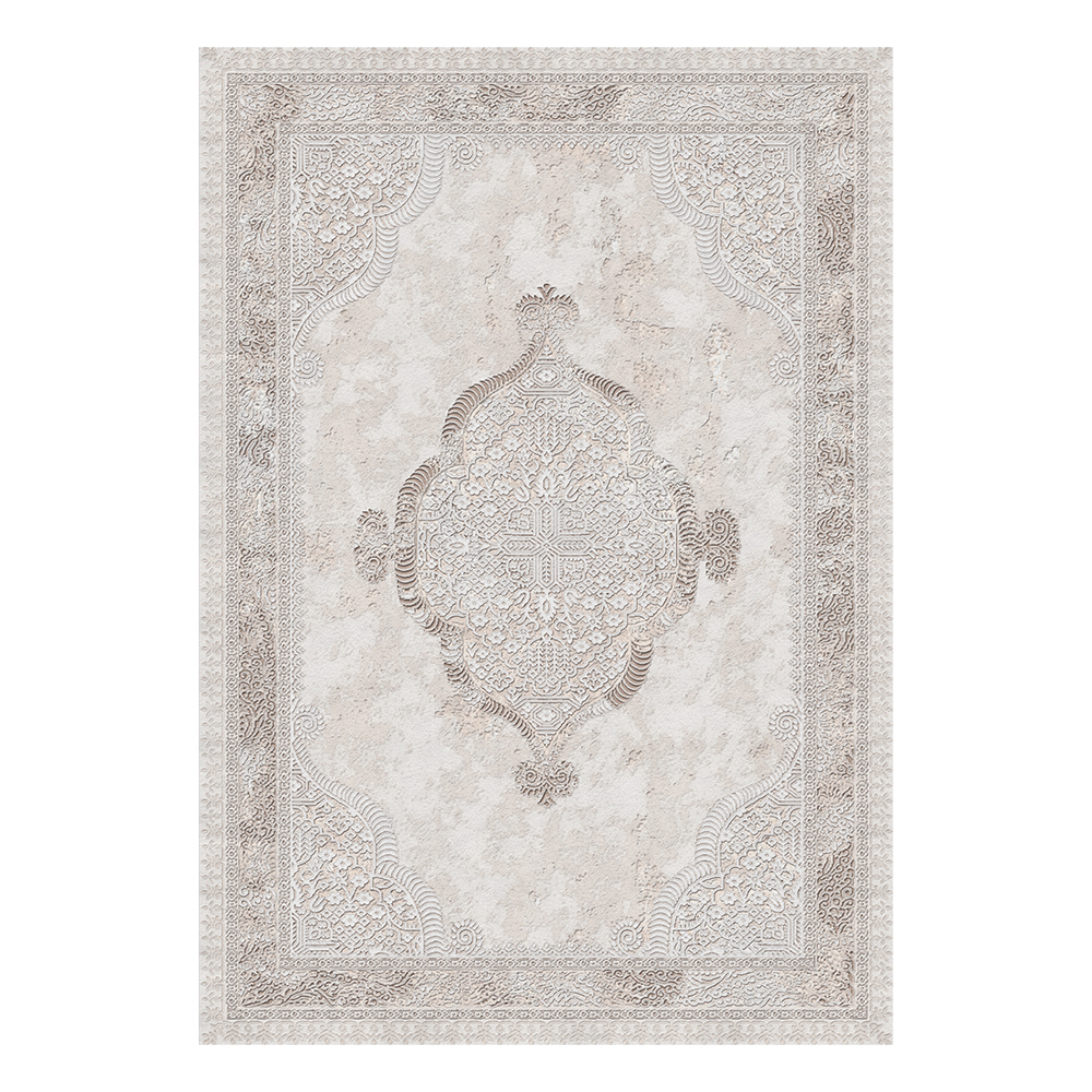 Modevsa: Chenille Rectangular Centred Pattern Carpet Rug: (240x340)cm, Grey