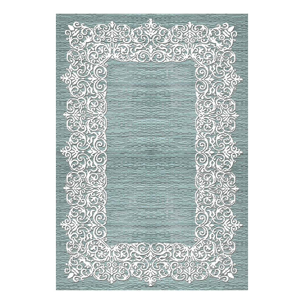 Modevsa: Chenille Traditional Patterned Carpet Rug: (240x340)cm, Blue/White