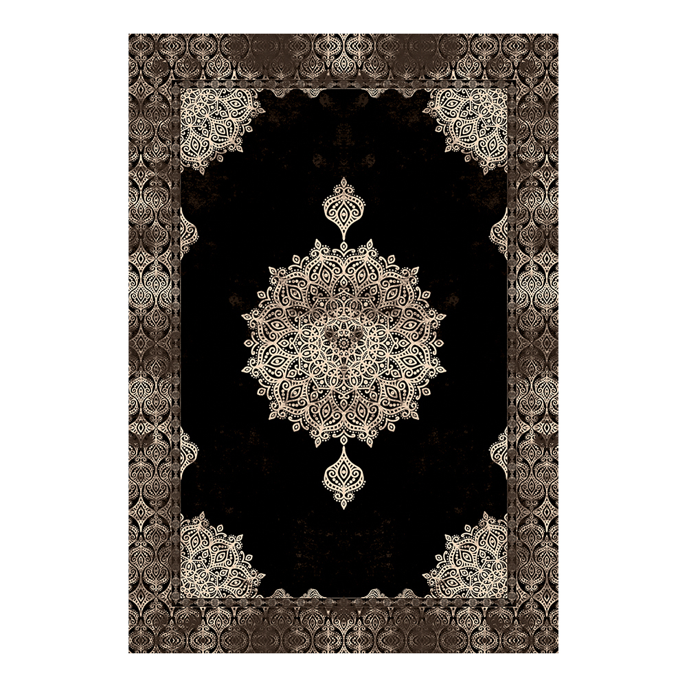 Modevsa: Chenille Centre Medallion Pattern Carpet Rug: (240x340)cm, Black/Brown