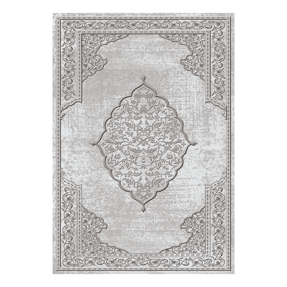 Modevsa: Chenille Flower Centre Patterned Carpet Rug: (240x340)cm, Grey