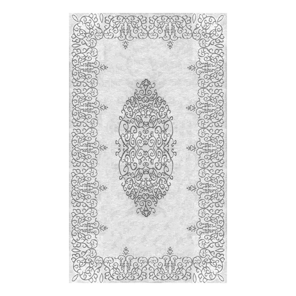 Modevsa: Chenille Flower Bordered Patterned Carpet Rug: (200x300)cm, Grey