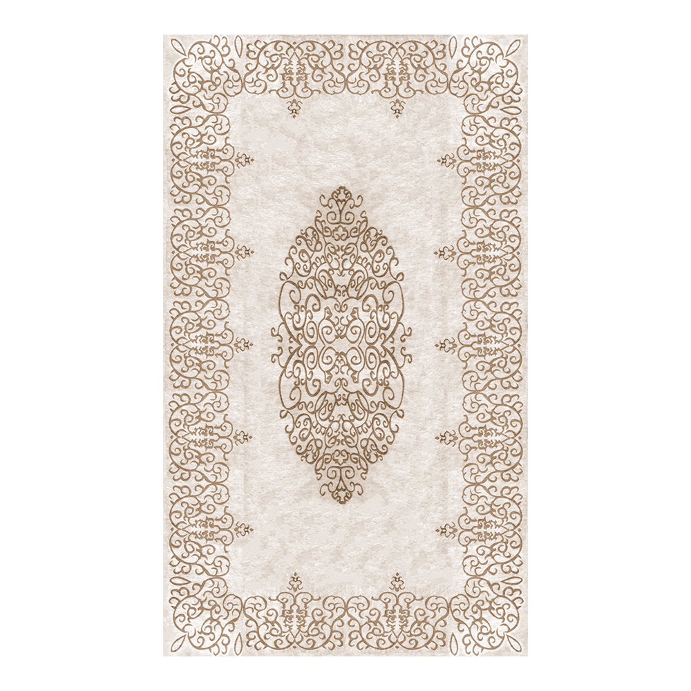 Modevsa: Chenille Flower Bordered Patterned Carpet Rug: (200x300)cm, Brown