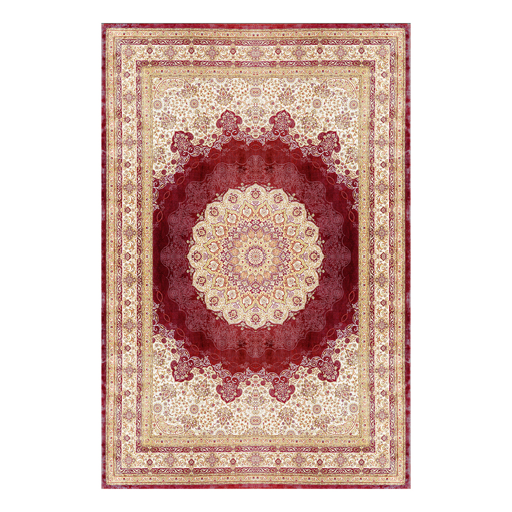 Modevsa: Chenille Persian Rectangular Bordered Carpet Rug: (200x300)cm, Brown/Maroon