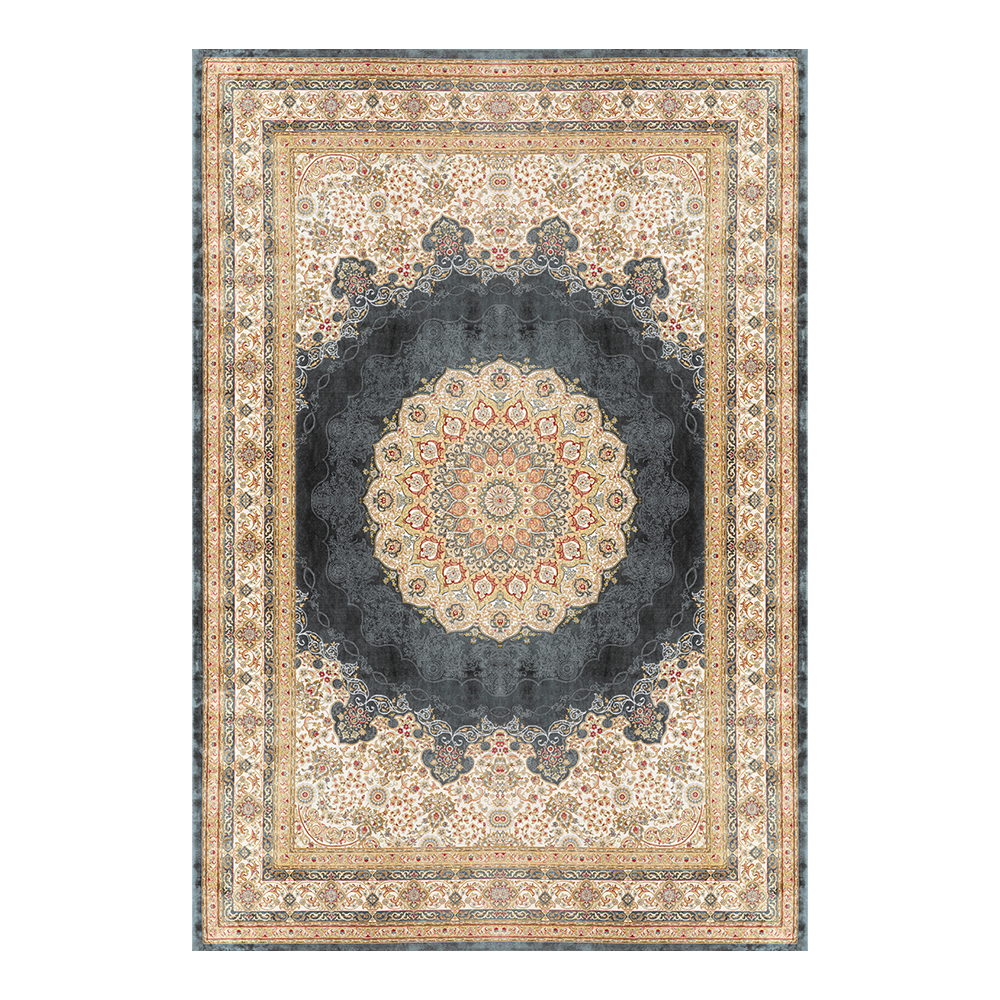 Modevsa: Chenille Persian Rectangular Bordered Carpet Rug: (200x300)cm, Brown/Black