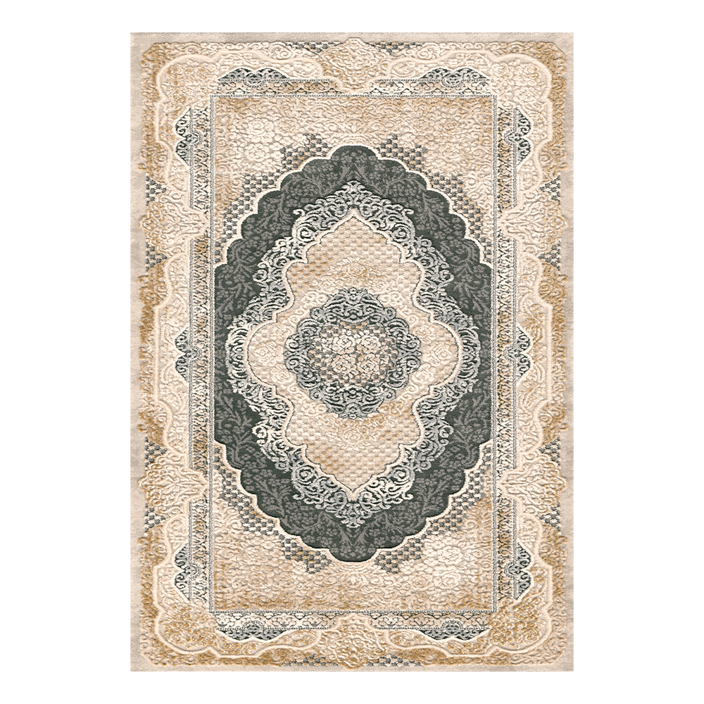 Modevsa: Chenille Rectangular Centre Medallion Carpet Rug: (200x300)cm, Brown/Black