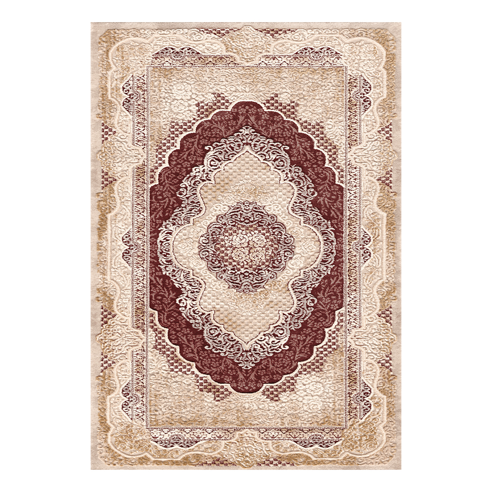 Modevsa: Chenille Rectangular Centre Medallion Carpet Rug: (200x300)cm, Brown/Maroon