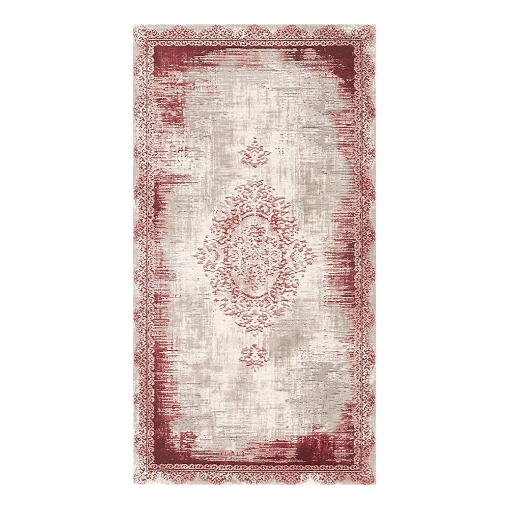 Modevsa: Chenille Abstract Patterned Carpet Rug: (200x300)cm, Maroon/Grey