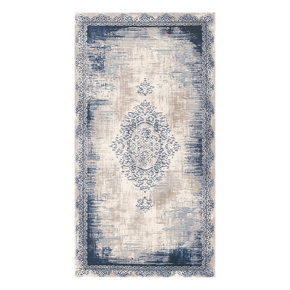 Modevsa: Chenille Abstract Patterned Carpet Rug: (200x300)cm, Blue/Grey