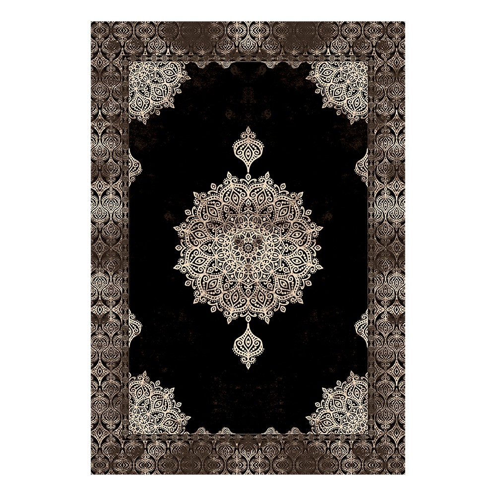 Modevsa: Chenille Centre Medallion Pattern Carpet Rug: (200x300)cm, Black/Brown