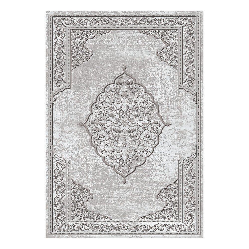 Modevsa: Chenille Flower Centre Patterned Carpet Rug: (200x300)cm, Grey