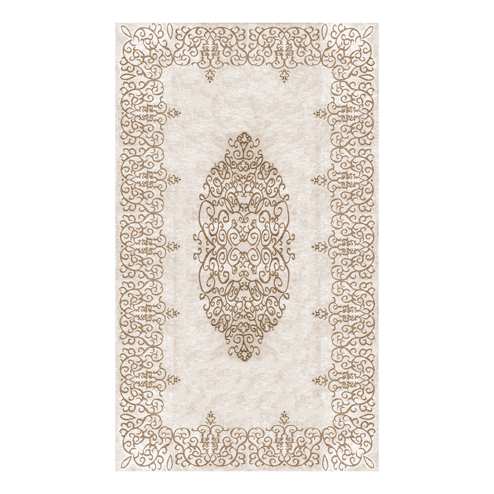 Modevsa: Chenille Flower Bordered Patterned Carpet Rug: (160x230)cm, Brown