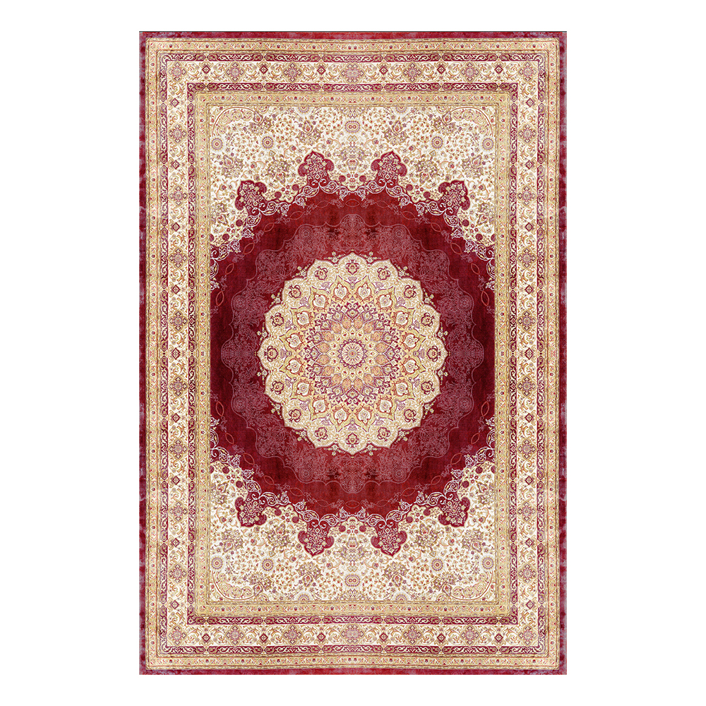 Modevsa: Chenille Persian Rectangular Bordered Carpet Rug: (160x230)cm, Brown/Maroon