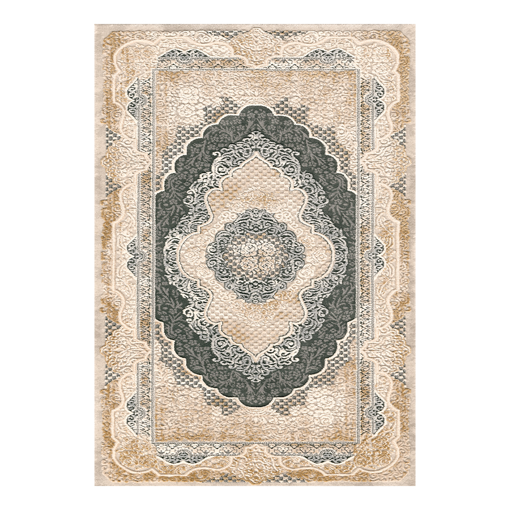 Modevsa: Chenille Rectangular Centre Medallion Carpet Rug: (160x230)cm, Brown/Black