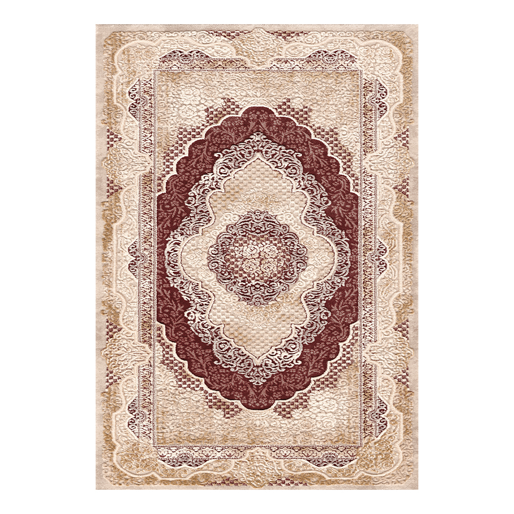 Modevsa: Chenille Rectangular Centre Medallion Carpet Rug: (160x230)cm, Brown/Maroon