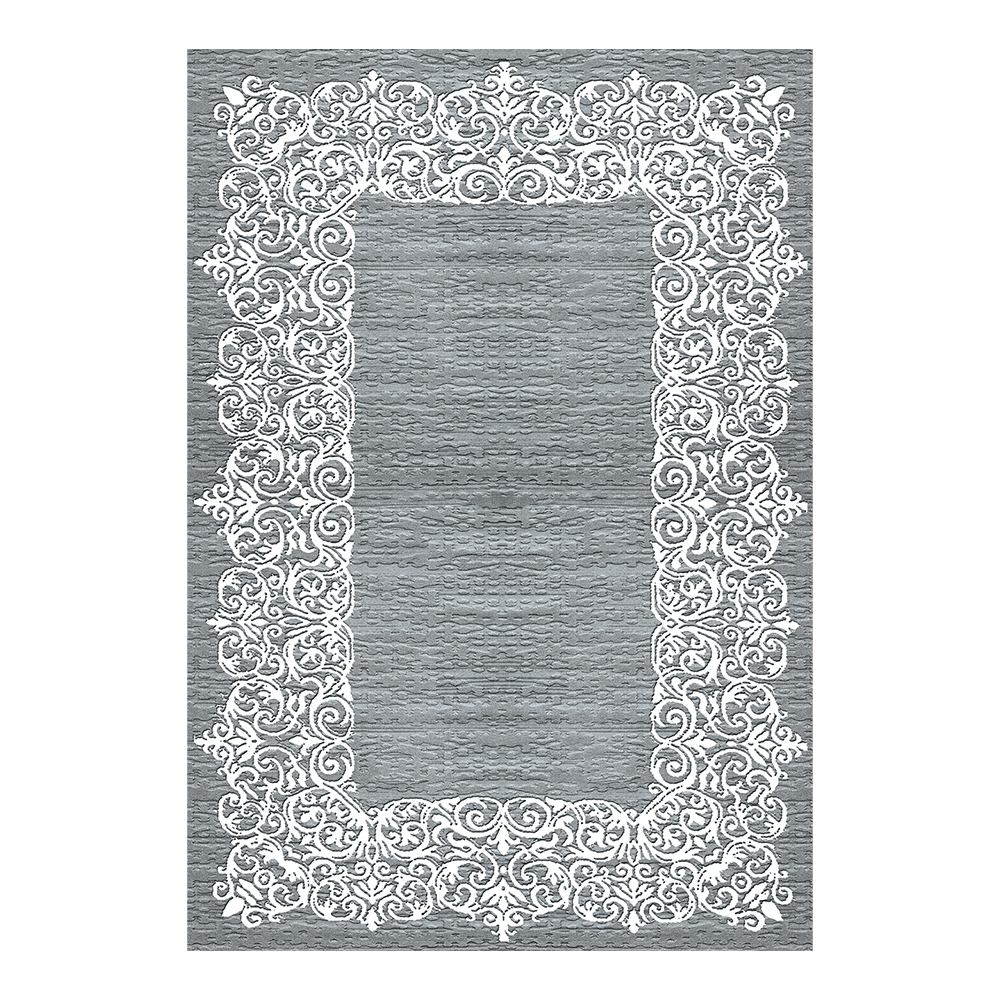 Modevsa: Chenille Traditional Patterned Carpet Rug: (160x230)cm, Grey/White