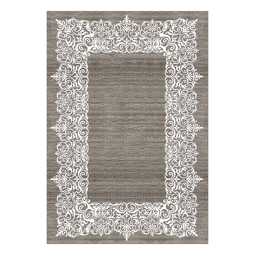 Modevsa: Chenille Traditional Patterned Carpet Rug: (160x230)cm, Grey/White